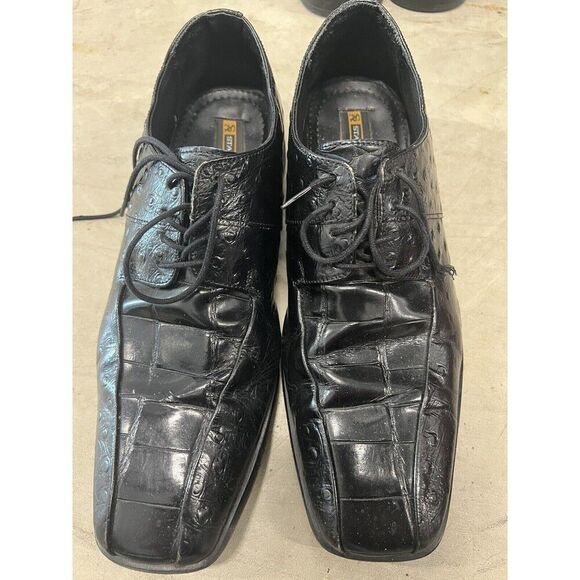 Stacy Adams Toscano Black Leather Crocodile Print Shoes Loafers Men’s Size 8.5 - Picture 2 of 7